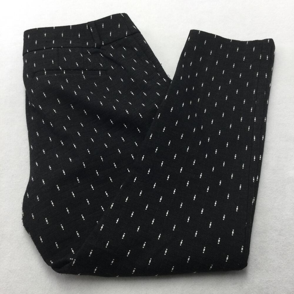 Ann Taylor LOFT Pants Womens 8P Black Julie Skinny Herringbone Tweed Stretch